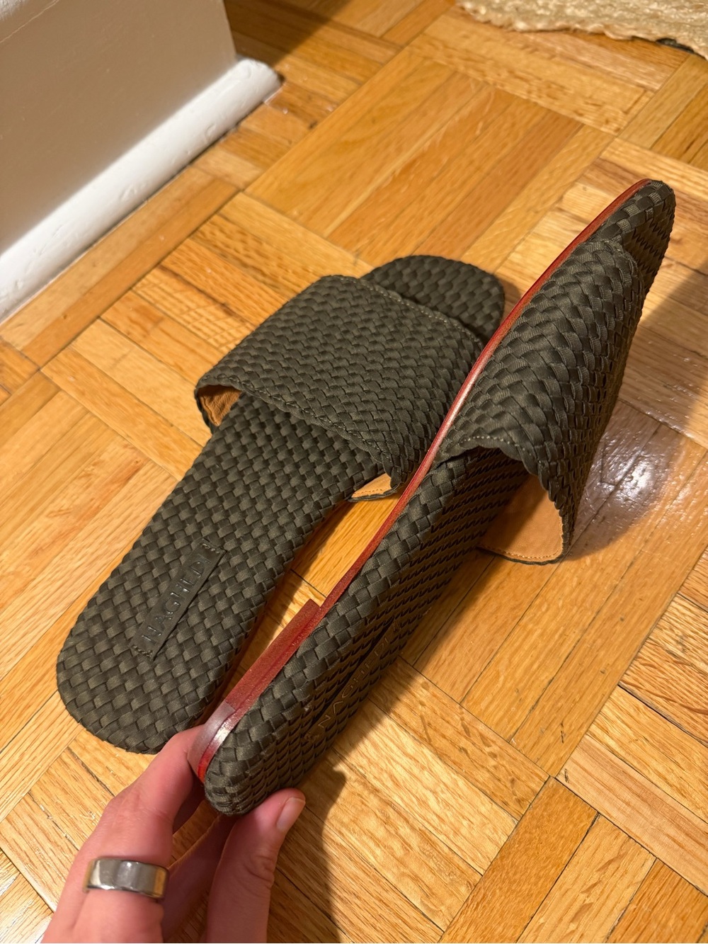 NWOT Naghedi St Barth’s Slide Sandals - Olive - Picture 5 of 12